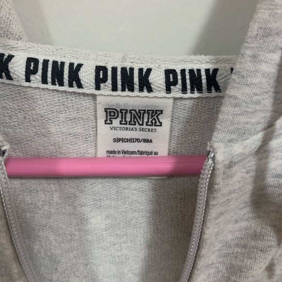 VICTORIAS SECRET PINK ZIP UP HOODIE IN GREY - Picture 4 of 4